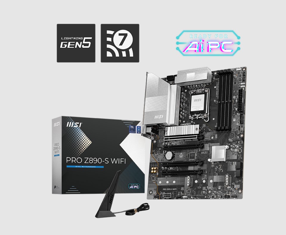  PRO Z890-S WIFI, INTEL Z890, 4x DDR5 256GB, 1x HDMI, 4x PCI-E x16 slot, 3x M.2, 4x SATA, 4x USB 2.0, Intel® Wi-Fi 7  